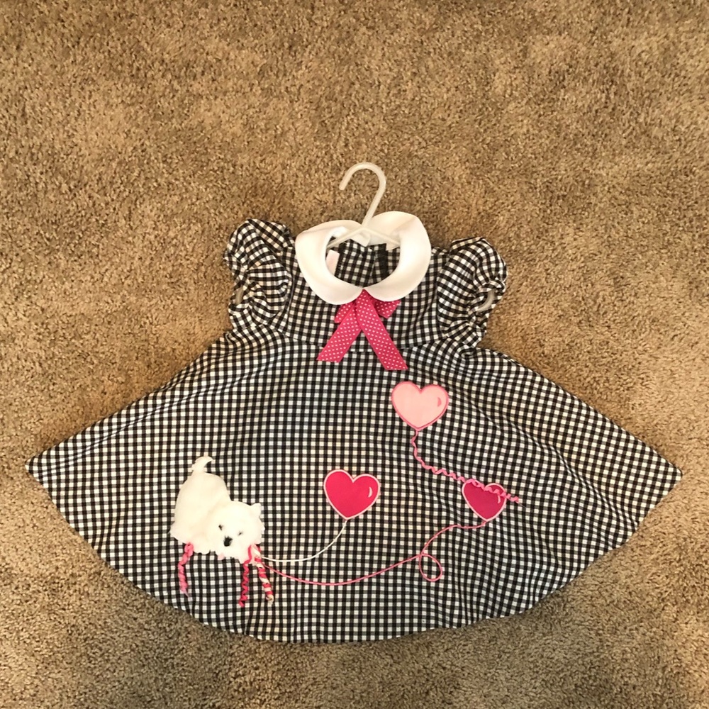 18 month girls checkered dress with poodle detail
